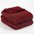 PAVILIA Super Soft Fleece Throw Blanket Burgundy Wine Red, Luxury Fuzzy Plush Flannel Throw, Warm Cozy Ribbed Microfiber Blanket for Sofa Couch Bed, Lightweight Striped Blanket