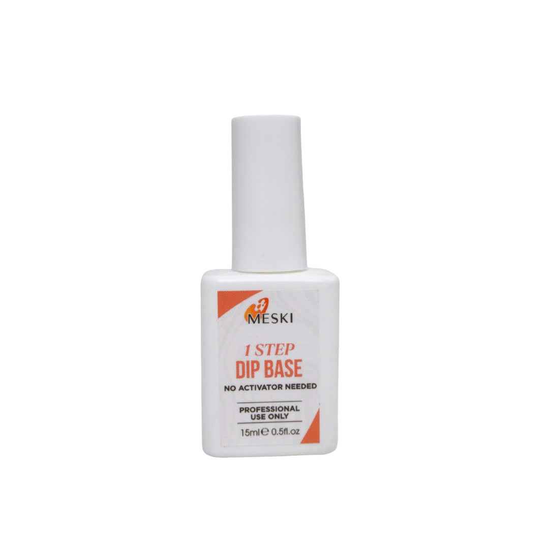 MESKI NAIL 1 Step Dip Base – Long-Lasting Adhesion for Dip Powder Manicures | Easy Application, 15ml (216 pcs/Case) | 0.5 fl oz