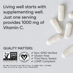Sports Research Vitamin C 1000mg High Potency Immune Support Supplement, Ascorbic Acid, Vegan Gluten Free Non-GMO, 180 Veggie Capsules