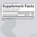 Sports Research Vitamin C 1000mg High Potency Immune Support Supplement, Ascorbic Acid, Vegan Gluten Free Non-GMO, 180 Veggie Capsules
