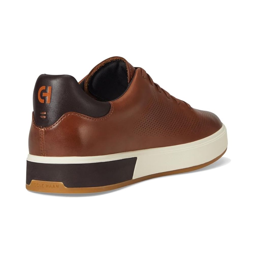 Cole Haan Men’s Brown Leather Sneakers – Casual Lace-Up Comfort Shoes with Black & White Contrast Sole, Perforated Lightweight Designer Fashion Sneakers, Sizes 11M, 11.5M, 12M, 13M