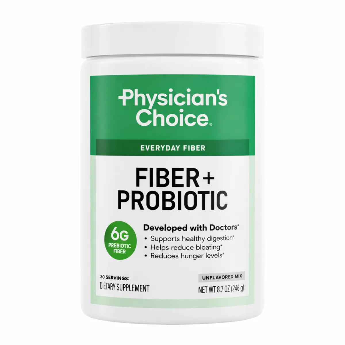 Physician’s Choice Fiber + Probiotic Powder 246 g (8.7 oz) – 6g Prebiotic Fiber Supplement, Easy Mix & Dissolve, Supports Digestion & Gut Health, No Artificial Ingredients, Unflavored Dietary Fiber for Daily Use