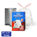 HDPE Drawstring Trash Bags – Heavy-Duty 13 Gallon White Waste Bags with Interleaf, 24in x 27in x 18mic, Tear-Resistant & Leak-Proof, 22 Bags per Roll, 10 Rolls/Case, Ideal for Home, Office, and Commercial Use