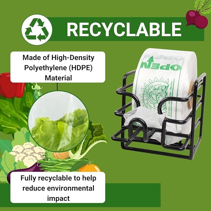 HDPE Produce Bags 14 x 20 in – Clear Plastic Grocery & Vegetable Bags on Roll, Easy Tear, Durable & Leak-Resistant, Recyclable Food Storage Bags, 500 Bags/Case, Ideal for Supermarket & Home Use