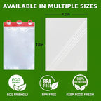 HDPE Header Bags on Block, 12” x 18”, 13 Micron, Clear Disposable Produce Bags, No Print, BPA-Free, Food Safe, Easy Tear-Off, 180 Bags per Block, 5 Blocks per Carton