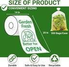HDPE Produce Bags 14 x 20 in – Clear Plastic Grocery & Vegetable Bags on Roll, Easy Tear, Durable & Leak-Resistant, Recyclable Food Storage Bags, 500 Bags/Case, Ideal for Supermarket & Home Use