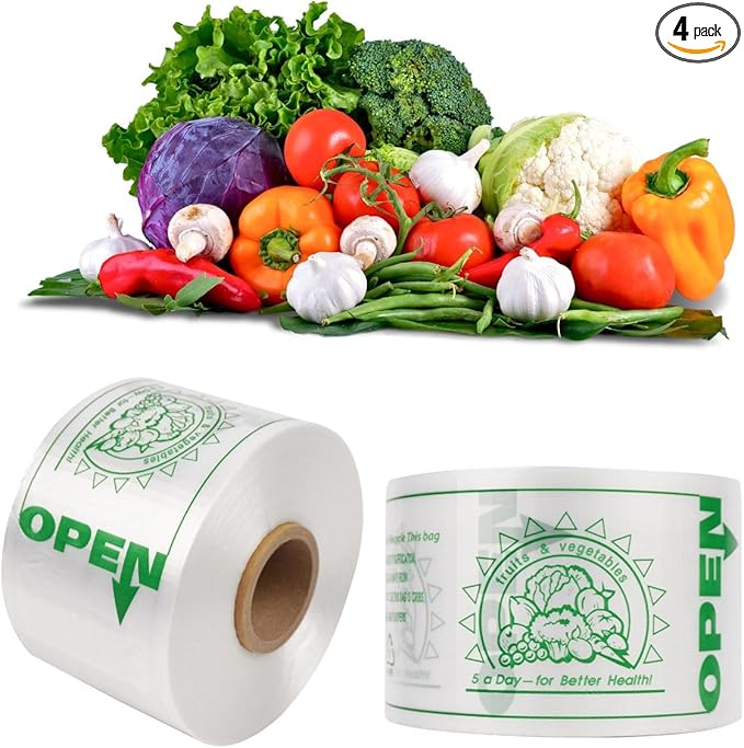 HDPE Produce Bags 14 x 20 in – Clear Plastic Grocery & Vegetable Bags on Roll, Easy Tear, Durable & Leak-Resistant, Recyclable Food Storage Bags, 500 Bags/Case, Ideal for Supermarket & Home Use