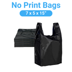 Black T-Shirt Plastic Bags, 7” x 5” x 15”, No Print, Durable Grocery & Retail Carry Bags, Lightweight & Tear-Resistant, Bulk Pack 2000 Bags, Ideal for Shops & Takeaway