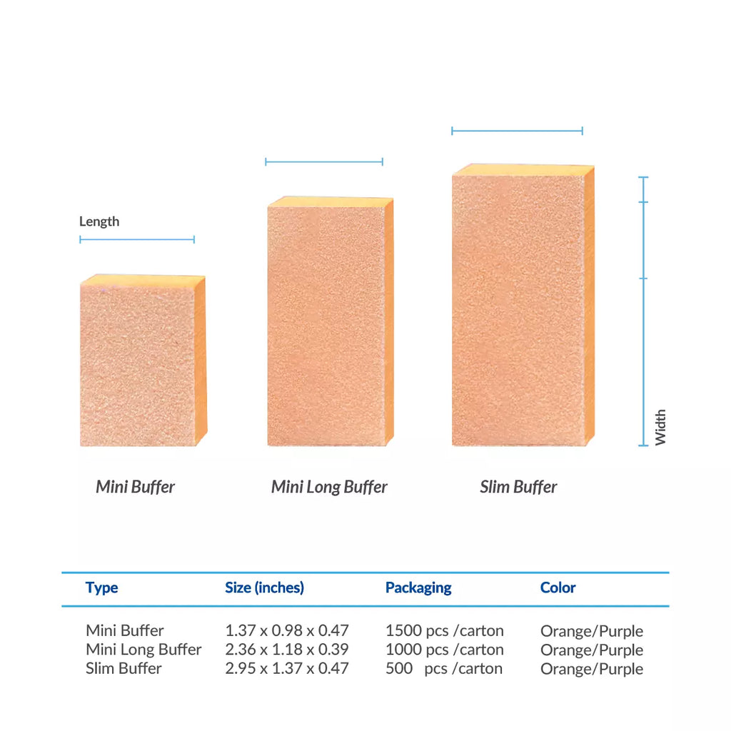 Mini Buffer Blocks (130 pcs) – Orange Buffing Blocks for Nail Care, Ideal for Acrylic and Natural Nails, 1.37in x 0.98in x 0.47in, Professional Manicure and Pedicure Tools