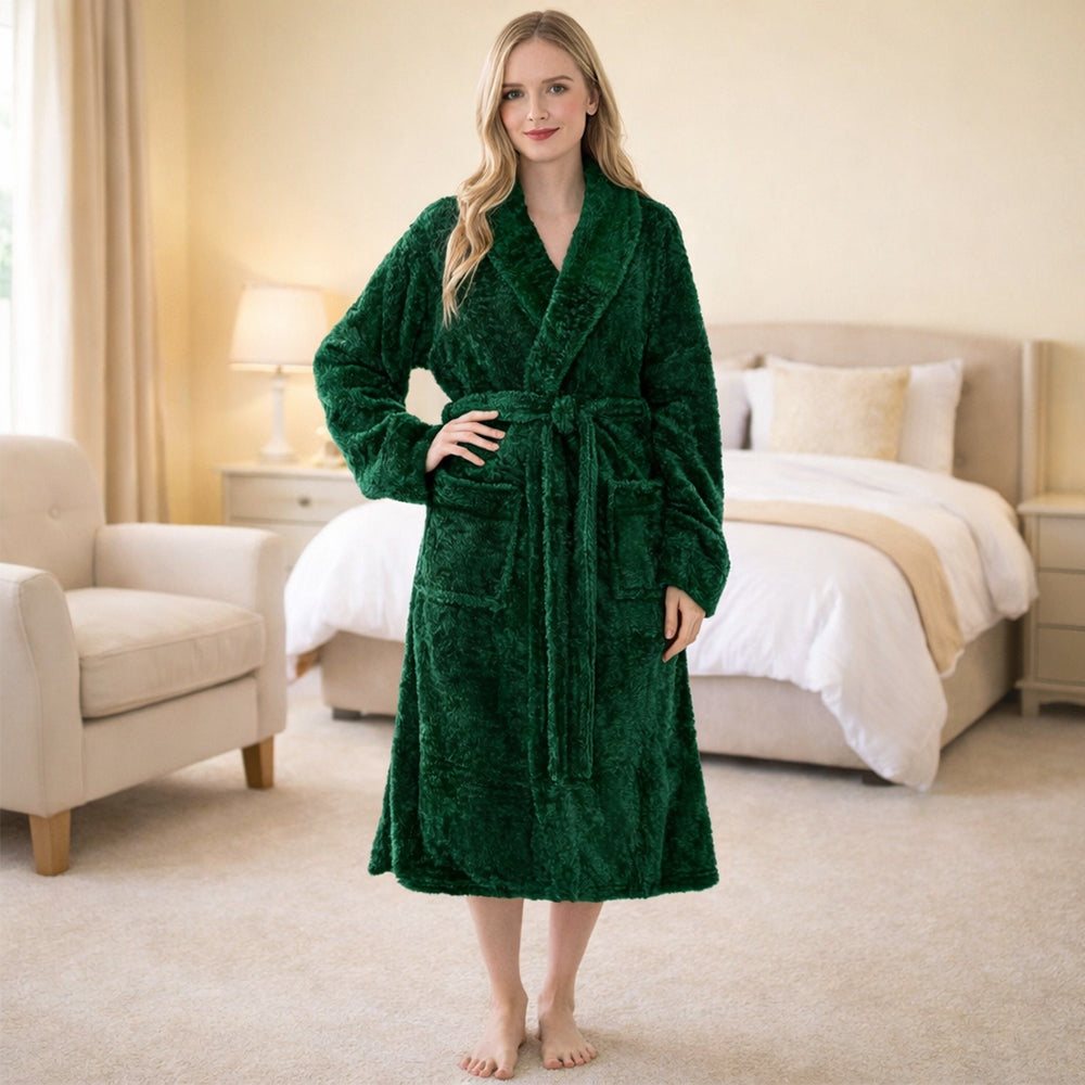 Women’s Sherpa Fleece Bathrobe – Plush Long Soft Spa Robe with Belt & Pockets, Cozy Warm Housecoat for Women, White, Lavender, Pink, Light Pink, Emerald Green, Purple, Wine Red – Sizes S/M, L/XL, 2XL/3XL