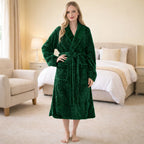 Women’s Sherpa Fleece Bathrobe – Plush Long Soft Spa Robe with Belt & Pockets, Cozy Warm Housecoat for Women, White, Lavender, Pink, Light Pink, Emerald Green, Purple, Wine Red – Sizes S/M, L/XL, 2XL/3XL