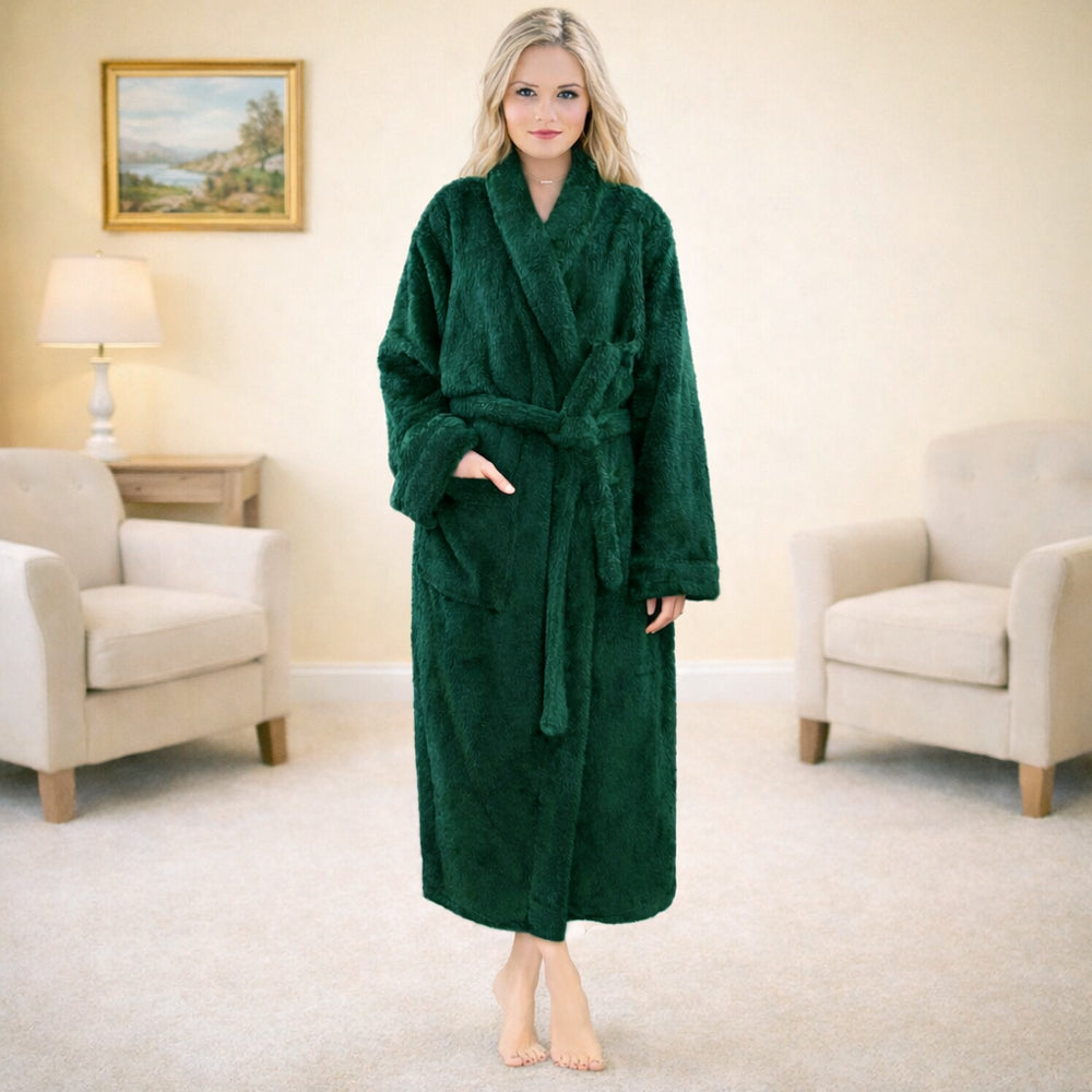 Women’s Sherpa Fleece Bathrobe – Plush Long Soft Spa Robe with Belt & Pockets, Cozy Warm Housecoat for Women, White, Lavender, Pink, Light Pink, Emerald Green, Purple, Wine Red – Sizes S/M, L/XL, 2XL/3XL