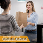 Large Kraft Paper Bags – 50 or 100 Count Heavy Duty Brown Grocery & Takeout Bags, Food Grade Flat Bottom Paper Bags for Grocery, Bakery, Retail, Delivery & Storage