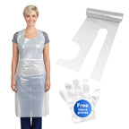 Disposable Polyethylene Aprons – Waterproof, Lightweight & Durable Plastic Aprons with Long Ties | Tear-Resistant Protection for Salon, Food Service & Cleaning Use