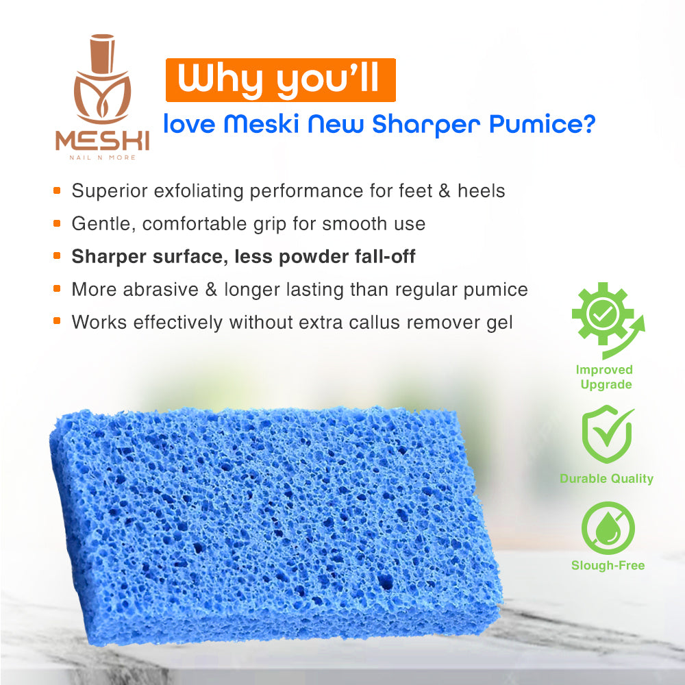 Blue Pumice Stone Foot File 9 x 4.5 x 1.3 cm – New Shape Pedicure Callus Remover, Durable Exfoliating Foot Care Tool, 300 pcs/Case, Ideal for Salon & Home Use