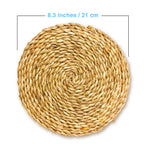 Round Woven Placemats Set, Natural Straw Table Mats 8.3” (21 cm), Heat-Resistant & Easy to Clean, Non-Slip Rustic Dining Table Decor for Kitchen, Dining & Home