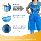 Disposable Polyethylene Aprons – Waterproof, Lightweight & Durable Plastic Aprons with Long Ties | Tear-Resistant Protection for Salon, Food Service & Cleaning Use