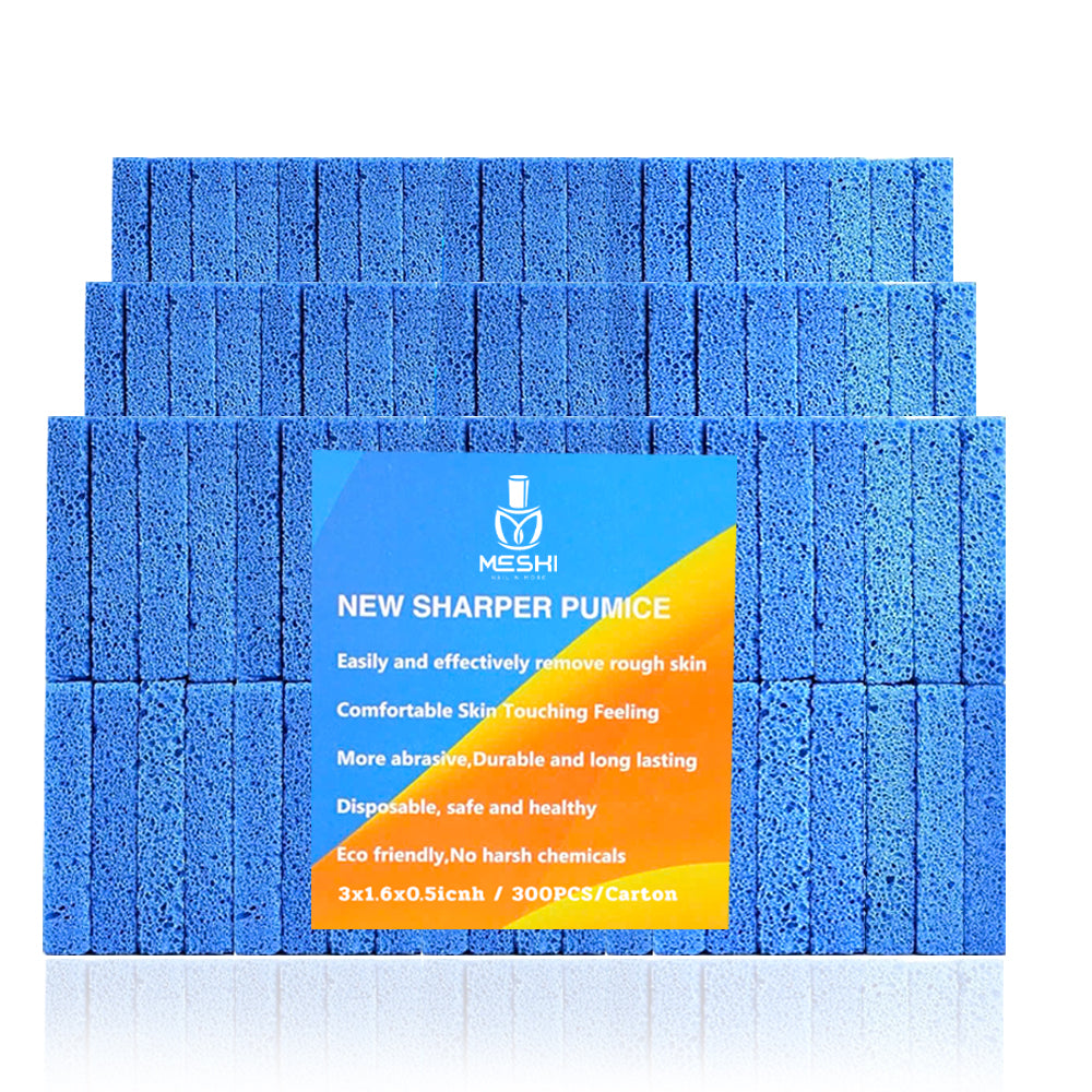 Blue Pumice Stone Foot File 9 x 4.5 x 1.3 cm – New Shape Pedicure Callus Remover, Durable Exfoliating Foot Care Tool, 300 pcs/Case, Ideal for Salon & Home Use