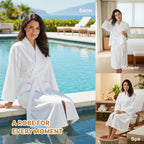 Waffle Weave Cotton Bathrobe for Men & Women – Lightweight Kimono Spa Robe with Adjustable Belt & Pockets, Quick-Dry, Absorbent, Hotel & Home Use, Sizes M-L