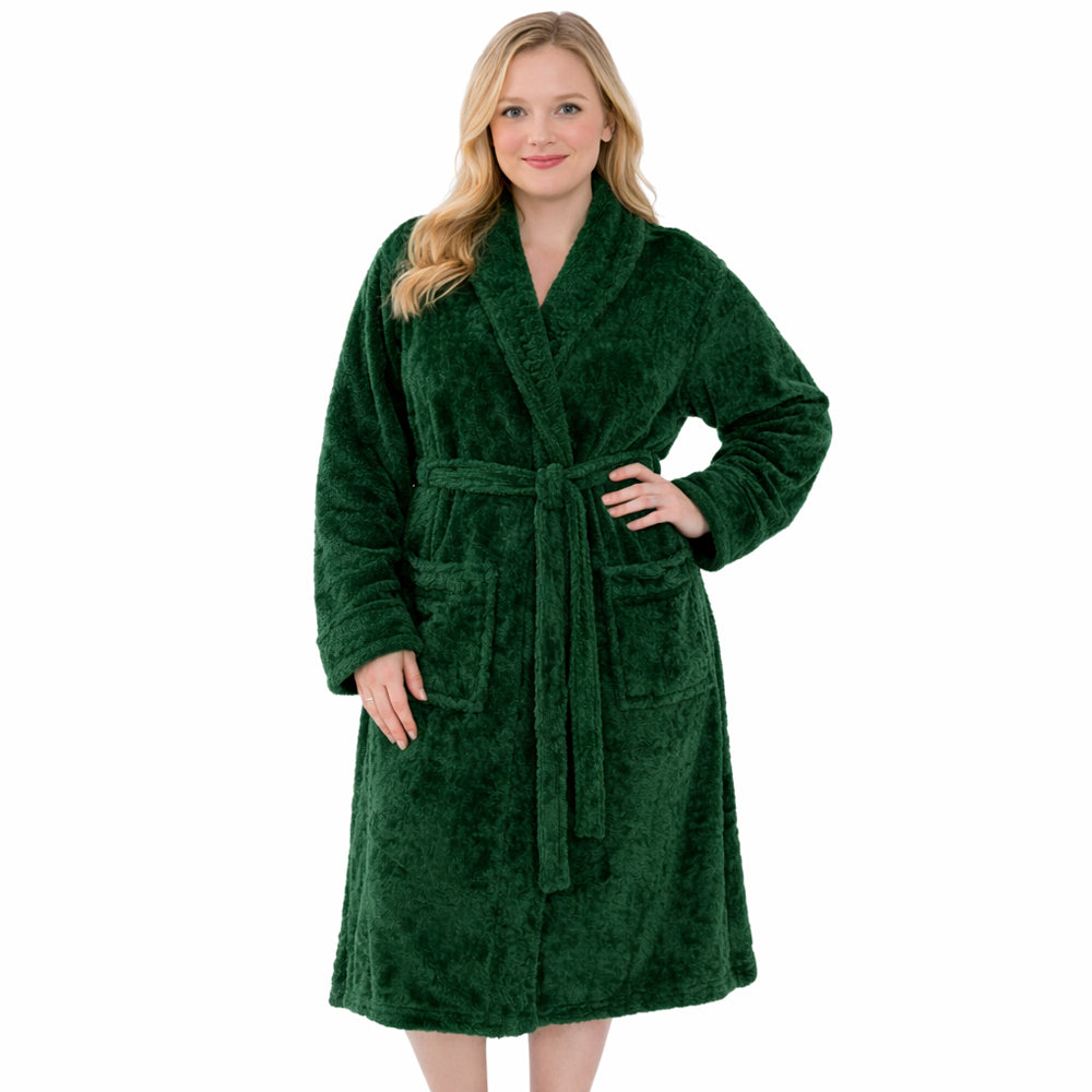 Women’s Sherpa Fleece Bathrobe – Plush Long Soft Spa Robe with Belt & Pockets, Cozy Warm Housecoat for Women, White, Lavender, Pink, Light Pink, Emerald Green, Purple, Wine Red – Sizes S/M, L/XL, 2XL/3XL