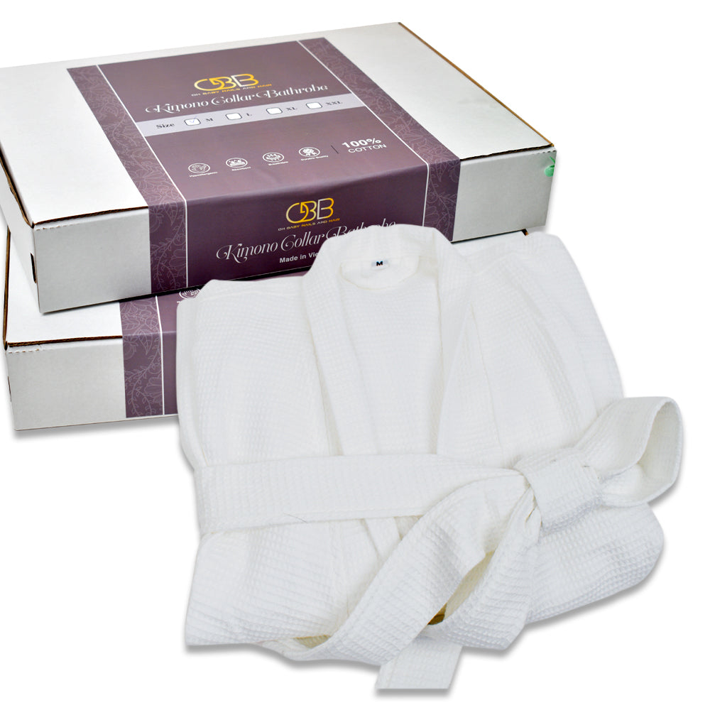 Waffle Weave Cotton Bathrobe for Men & Women – Lightweight Kimono Spa Robe with Adjustable Belt & Pockets, Quick-Dry, Absorbent, Hotel & Home Use, Sizes M-L