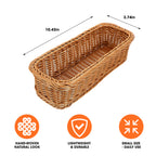 Woven Rattan Serving Tray Basket, Rectangular Handwoven Bread & Food Basket, Lightweight & Durable Storage Tray for Kitchen, Dining, Café & Home Use (Stackable Design)
