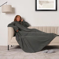 Oversized Fleece Blanket with Sleeves – Ultra Soft Wearable Blanket Hoodie for Adults, Cozy Lounge Blanket in Dark Grey, Navy, Dark Green, Cheetah, Purple, Black & Dark Gray Plaid