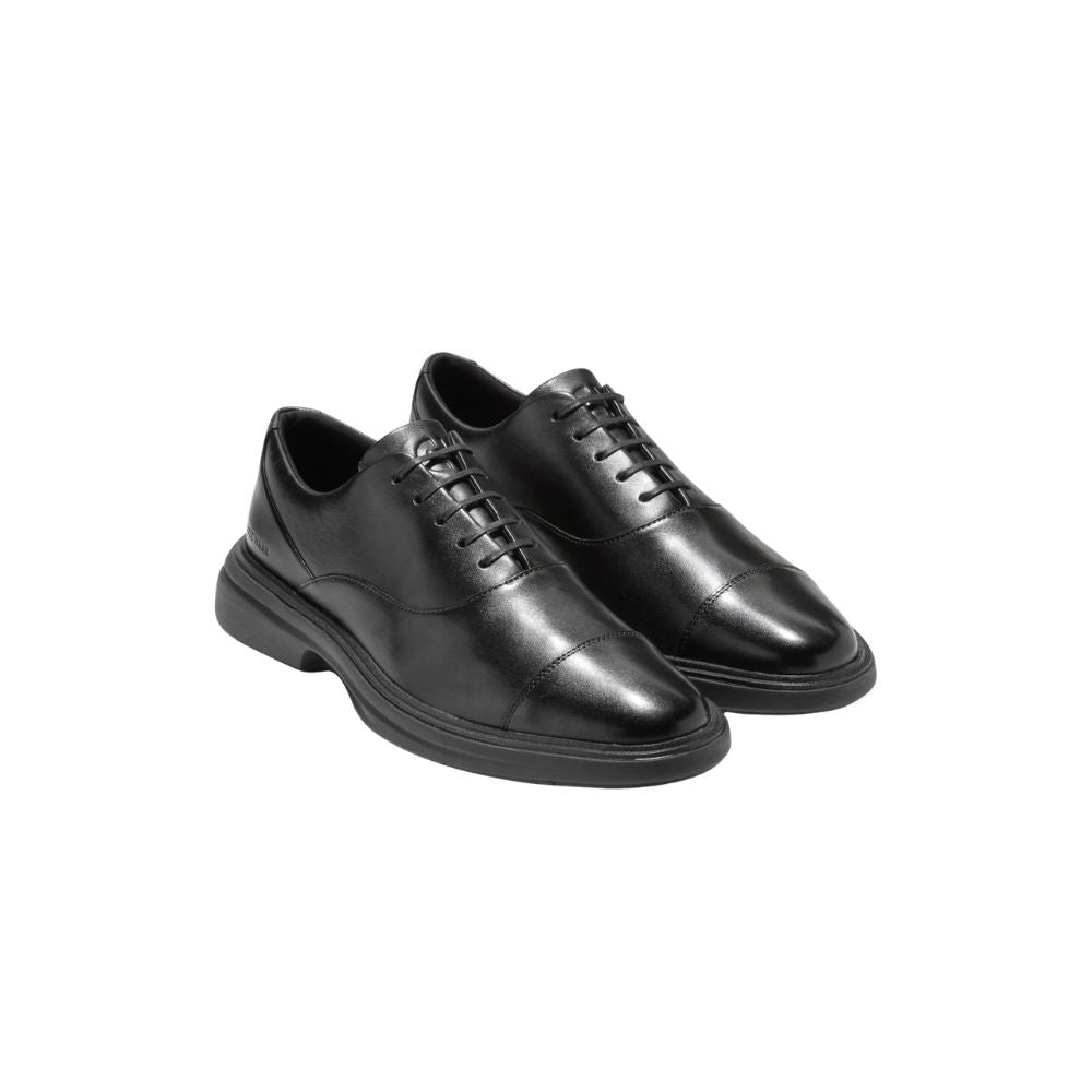 Cole Haan Men’s Black Leather Oxford Dress Shoes – Modern Cap Toe Comfort Dress Shoes with Lightweight Cushioned Sole, Formal Business Lace-Up Shoes, Sizes 13M 14M 15M