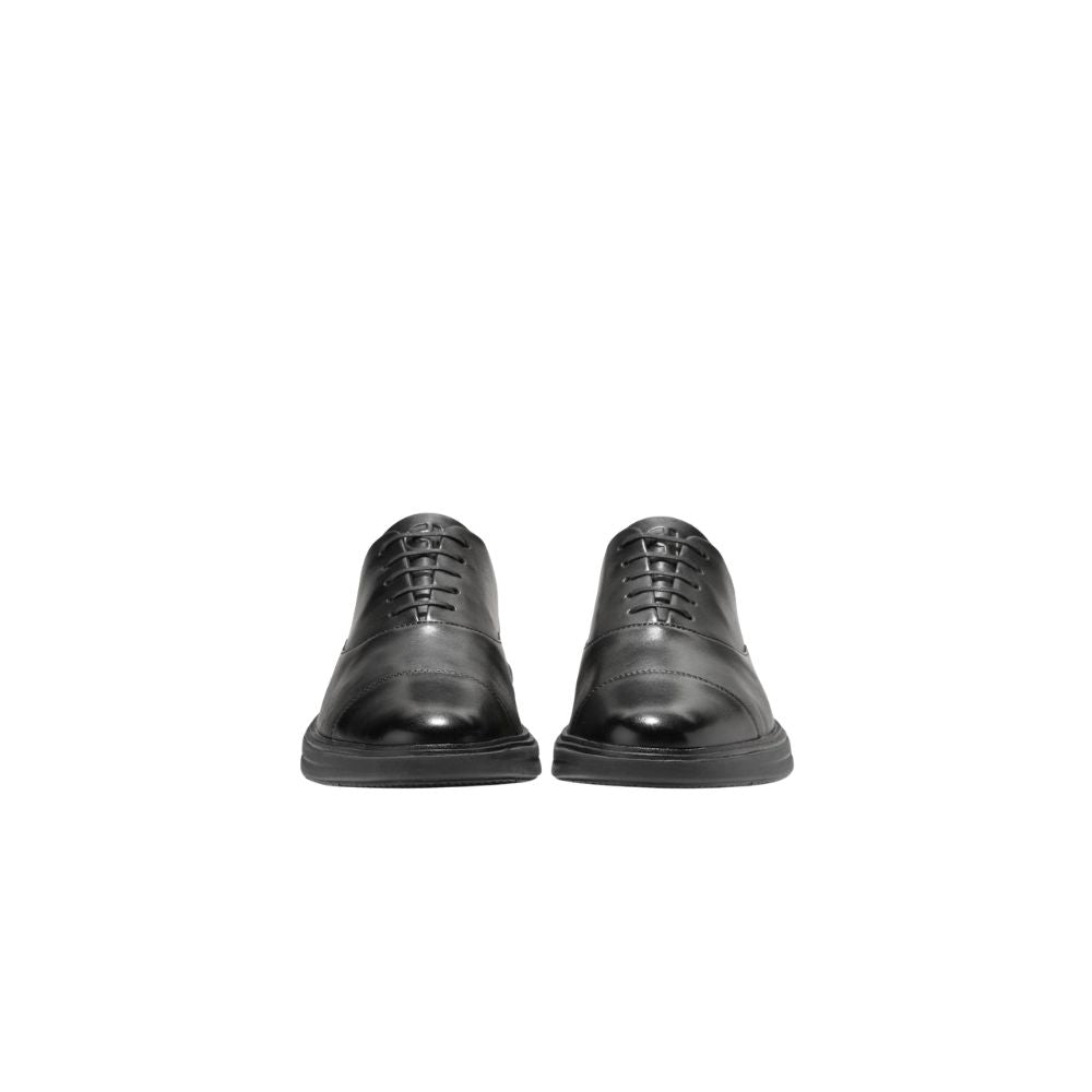 Cole Haan Men’s Black Leather Oxford Dress Shoes – Modern Cap Toe Comfort Dress Shoes with Lightweight Cushioned Sole, Formal Business Lace-Up Shoes, Sizes 13M 14M 15M