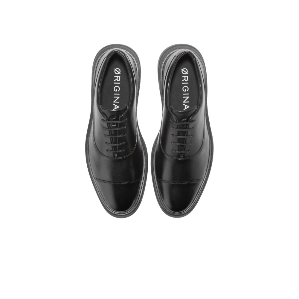 Cole Haan Men’s Black Leather Oxford Dress Shoes – Modern Cap Toe Comfort Dress Shoes with Lightweight Cushioned Sole, Formal Business Lace-Up Shoes, Sizes 13M 14M 15M