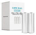 LDPE Bags on Roll – Clear Heavy-Duty Plastic Bags, 11in x 17in x 40mic, Thick & Tear-Resistant, No Print, Easy Dispensing Perforated Roll, 4 Rolls/Case, Ideal for Retail, Food Service & General Packaging