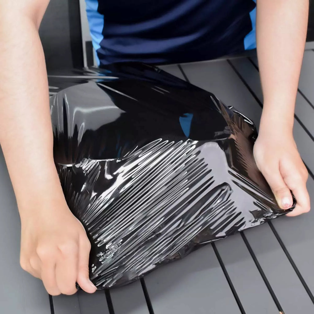 Hand Stretch Film 18 Inch x 1500 Ft – Heavy Duty Black PE Stretch Wrap, 80 Gauge, Pallet Wrap Film, Tear-Resistant, Secure Packaging & Privacy Protection, 4 Rolls per Carton