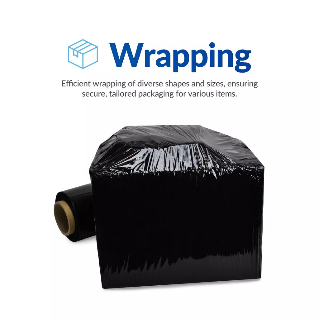 Hand Stretch Film 18 Inch x 1500 Ft – Heavy Duty Black PE Stretch Wrap, 80 Gauge, Pallet Wrap Film, Tear-Resistant, Secure Packaging & Privacy Protection, 4 Rolls per Carton