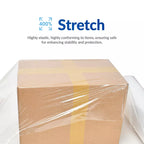 Hand Stretch Film 18 Inch x 1500 Ft – Heavy Duty Clear PE Stretch Wrap, 80 Gauge, Industrial Pallet Wrap Film, Tear-Resistant, Shipping & Storage, 4 Rolls per Carton