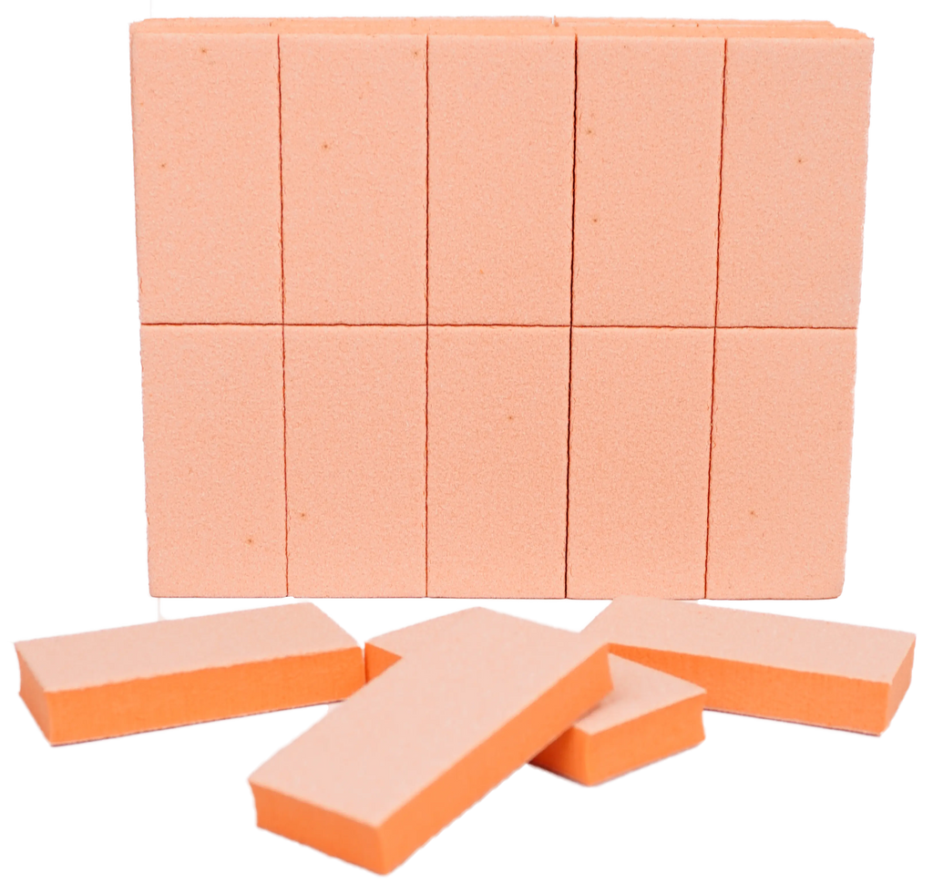 Mini Long Buffer Blocks (12/1000 pcs) – Orange Buffing Blocks for Nail Care, 2.36in x 1.18in x 0.39in, Ideal for Acrylic and Natural Nails, Professional Manicure and Pedicure Tools