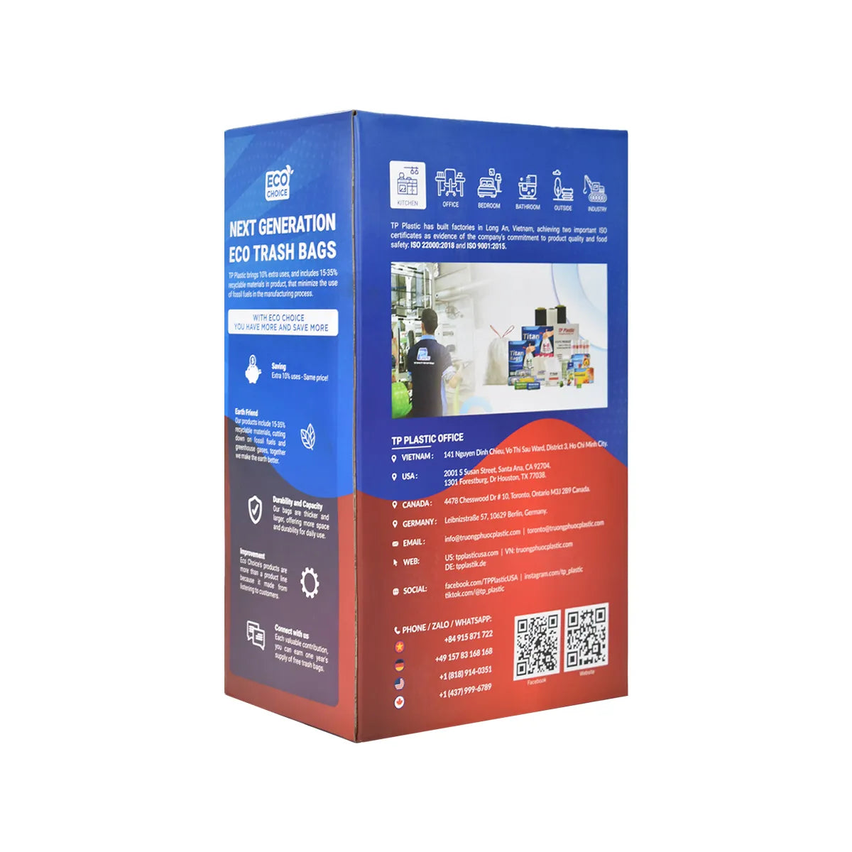 HDPE Drawstring Trash Bags – Heavy-Duty 13 Gallon White Waste Bags with Interleaf, 24in x 27in x 18mic, Tear-Resistant & Leak-Proof, 22 Bags per Roll, 4 Rolls/Case, Ideal for Home, Office, and Commercial Use