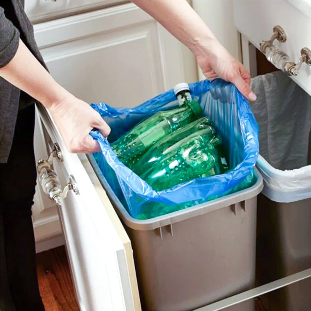 HDPE Drawstring Trash Bags 6 Gallon – Heavy Duty White Garbage Bags, Interleaf, 20x22 Inch, 18 Mic, Tear-Resistant & Leak-Proof, 50 Bags per Roll, 2 Rolls per Case