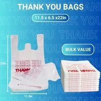 Thank You T-Shirt Plastic Bags, 11.5” x 6.5” x 22”, 12.5 Micron, White Grocery Carry Bags with Handles, Durable & Leak-Resistant, Bulk 1000 Bags per Case, Ideal for Retail & Takeaway