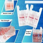 Thank You T-Shirt Plastic Bags, 11.5” x 6.5” x 22”, 12.5 Micron, White Grocery Carry Bags with Handles, Durable & Leak-Resistant, Bulk 1000 Bags per Case, Ideal for Retail & Takeaway