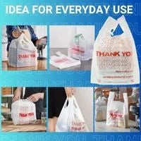 Thank You T-Shirt Plastic Bags, 11.5” x 6.5” x 22”, 12.5 Micron, White Grocery Carry Bags with Handles, Durable & Leak-Resistant, Bulk 1000 Bags per Case, Ideal for Retail & Takeaway