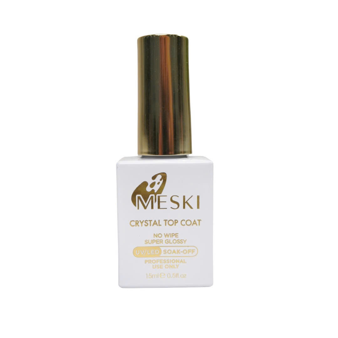 MESKI NAIL Crystal Top Coat – High Gloss Finish for Long-Lasting Shine | 15ml (216 pcs/Case) | 0.5 fl oz