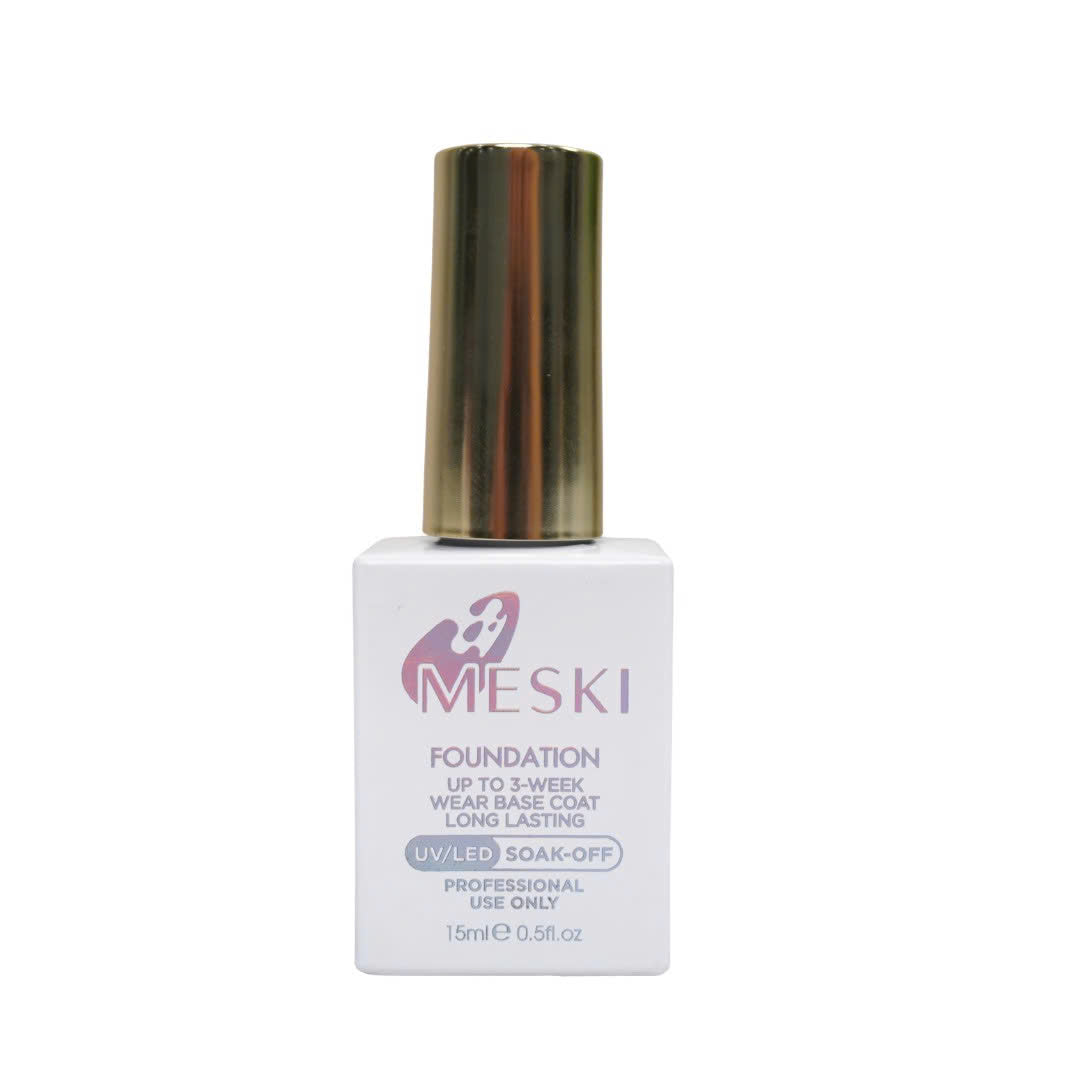 MESKI NAIL Foundation Base Coat – Strong Adhesion for Dip Powder Manicures | 15ml (216 pcs/Case) | 0.5 fl oz