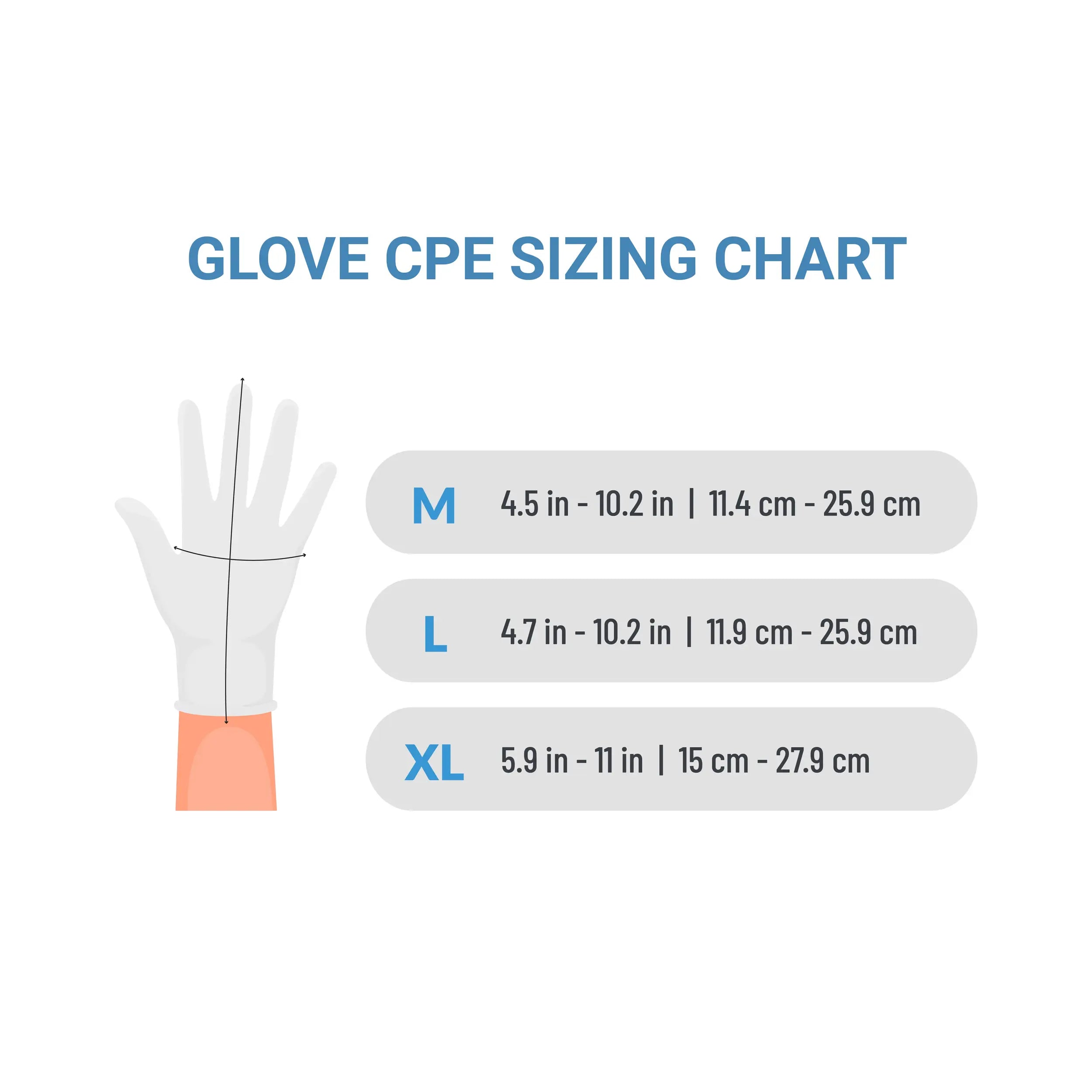 CPE Disposable Gloves, Size Large (L), 22 Micron Super Thick, Heavy-Duty Embossed Poly Gloves, Powder-Free, Food Safe, 100 Pieces per Box, Ideal for Food Handling, Cleaning & General Use
