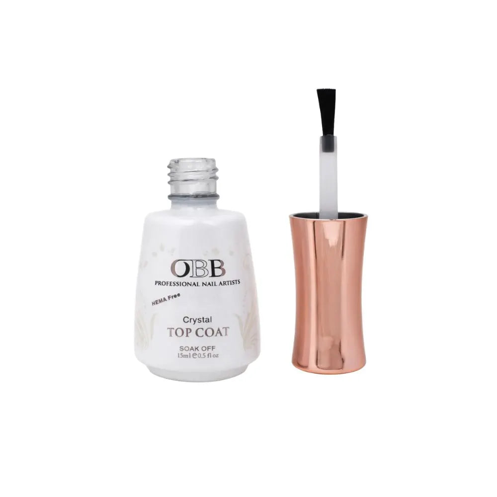 OBB GEL Crystal Top Coat – High Gloss Soak-Off Gel for Gel Nails, Perfect for Nail Art and Long-Lasting Shine | 0.5 fl Oz