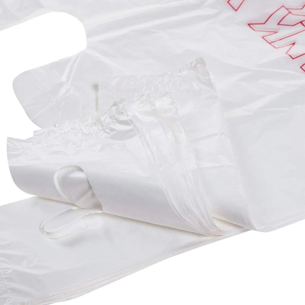 Thank You T-Shirt Plastic Bags, 10” x 6” x 20”, 12.5 Micron, White Grocery Carry Bags with Handles, Durable & Leak-Resistant, Bulk 1000 Bags per Case, Ideal for Retail & Takeaway