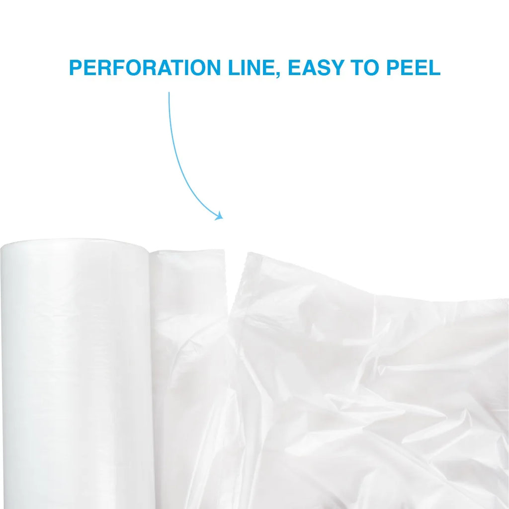 Clear LDPE Bags on Roll, 11” x 19”, 40 Micron Thick, Heavy-Duty Tear-Resistant Plastic Bags, No Print, Easy-Dispensing Perforated Roll, 4 Rolls per Case, Ideal for Retail, Food Service & Packaging
