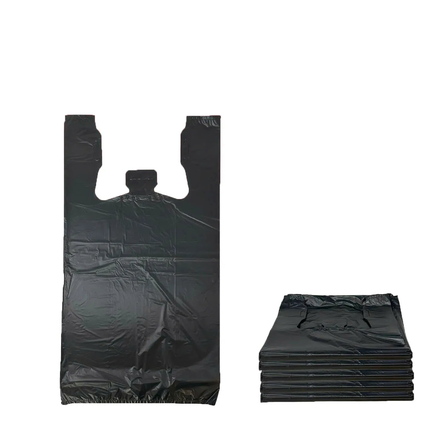 Black T-Shirt Plastic Bags, 7” x 5” x 15”, No Print, Durable Grocery & Retail Carry Bags, Lightweight & Tear-Resistant, Bulk Pack 2000 Bags, Ideal for Shops & Takeaway