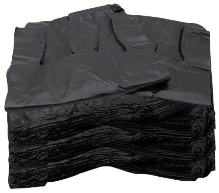 Black T-Shirt Plastic Bags, 7” x 5” x 15”, No Print, Durable Grocery & Retail Carry Bags, Lightweight & Tear-Resistant, Bulk Pack 2000 Bags, Ideal for Shops & Takeaway